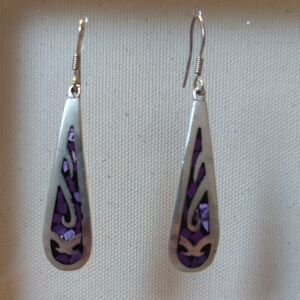 Elegant Sterling Silver and Purple Teardrop Earrings